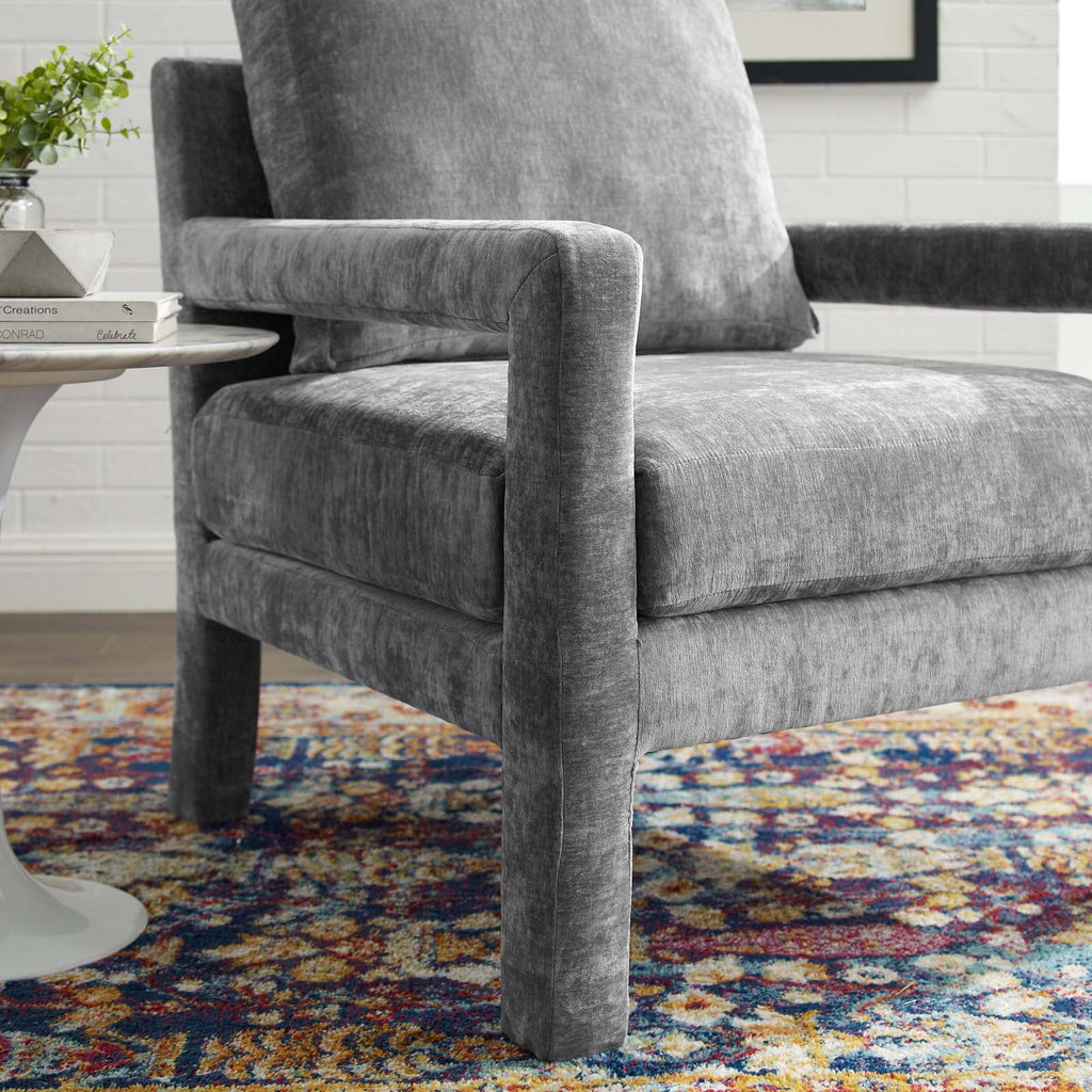 Gray Crushed Velvet Armchair K5765