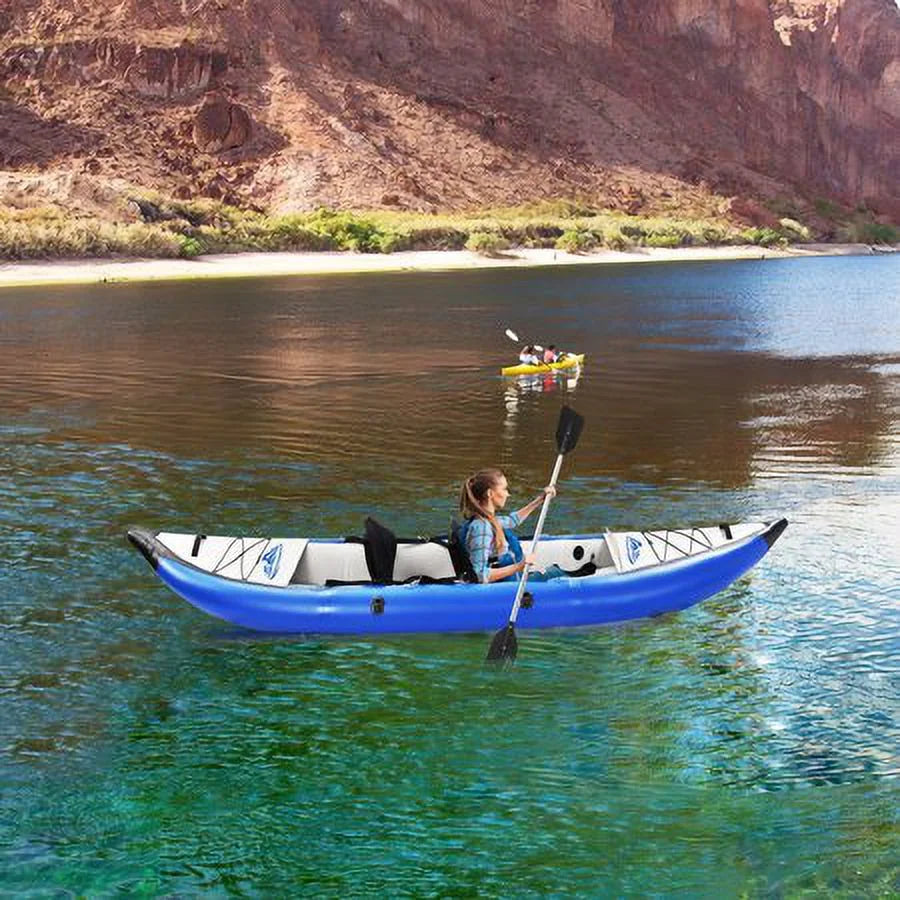 Blue Inflatable Kayak Set 2 Person with Paddle & Air Pump F49414