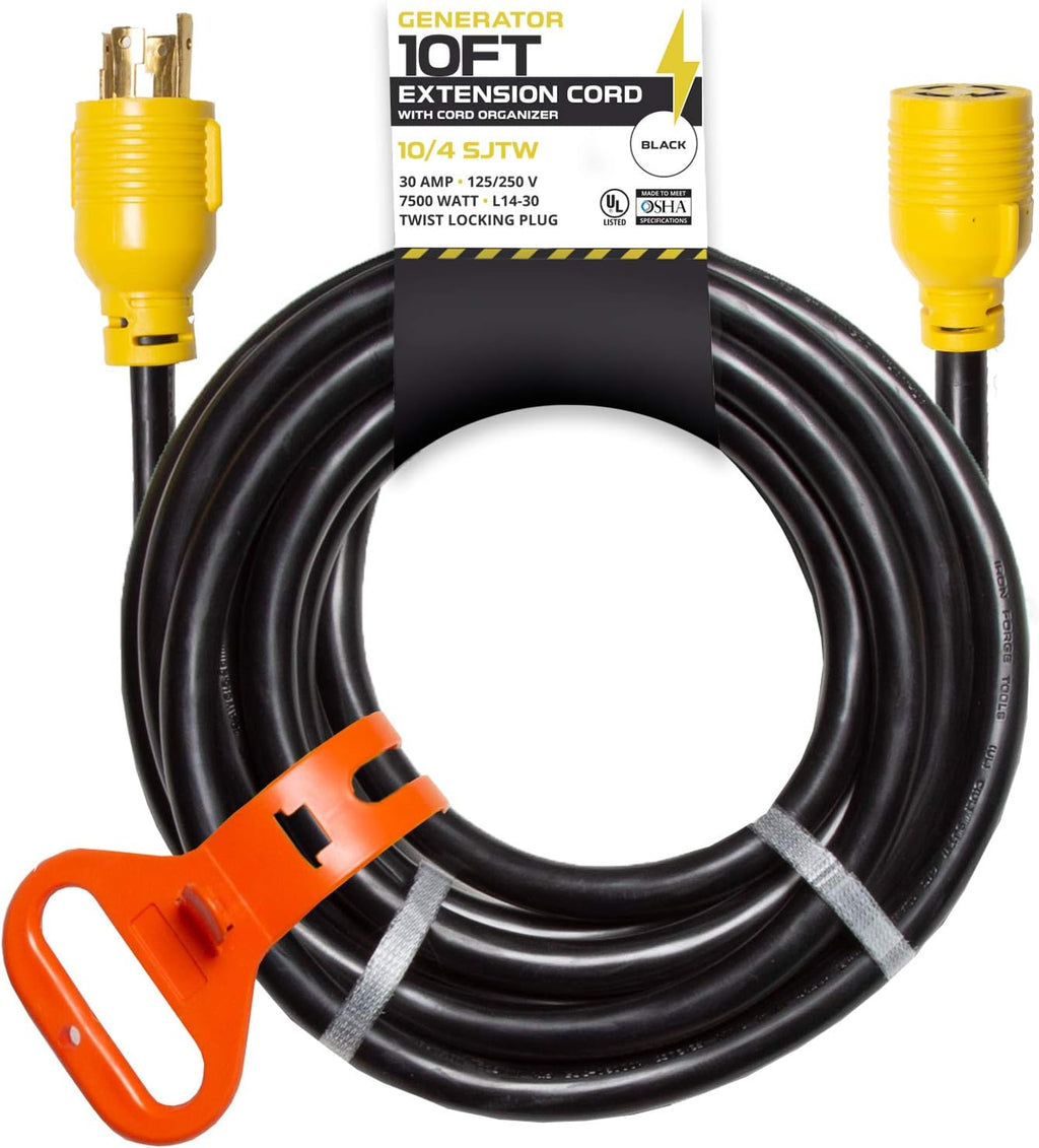 25 Ft 4 Outlet 10/4 SJTW Generator Power Cable, Pack of 2 C216