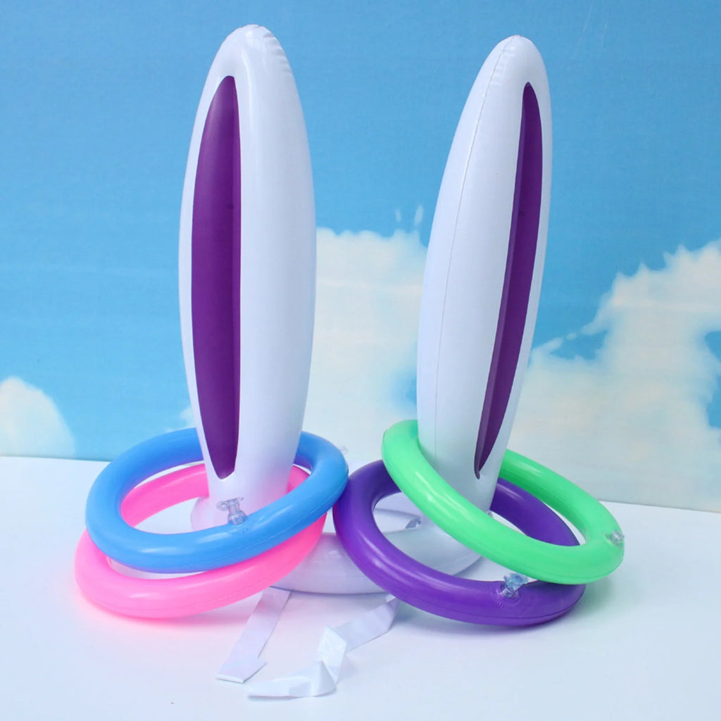 Easter Inflatable Bunny Ear Ring Toss Game Kit with Handheld Pump H652066