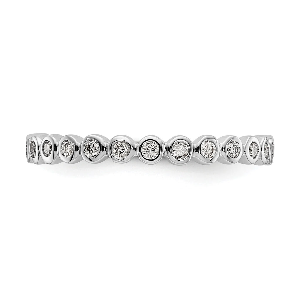 14k White Gold Bezel Set Diamond Eternity Wedding Band Ring Size 7.5 M74740