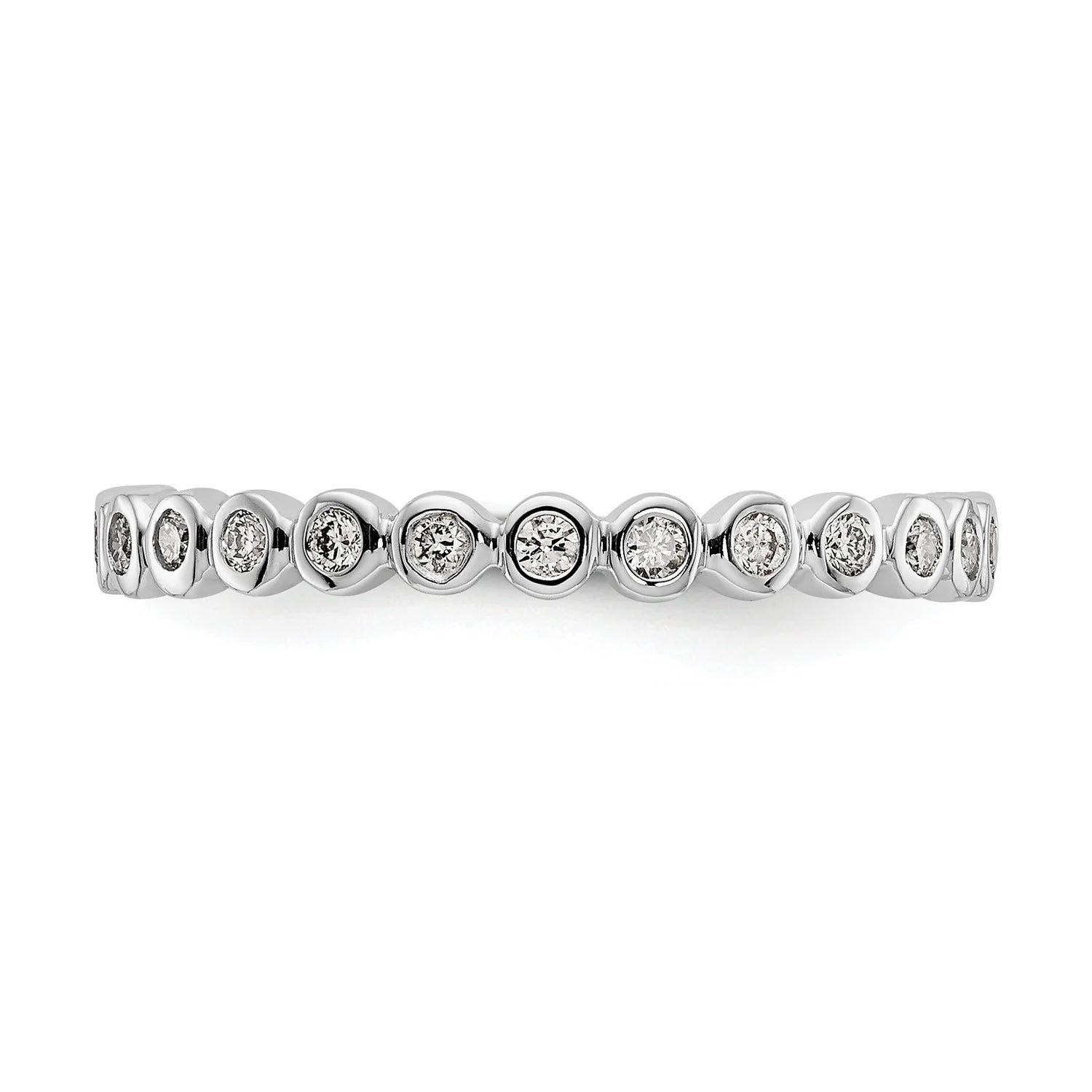 14k White Gold Bezel Set Diamond Eternity Wedding Band Ring Size 7.5 M74740