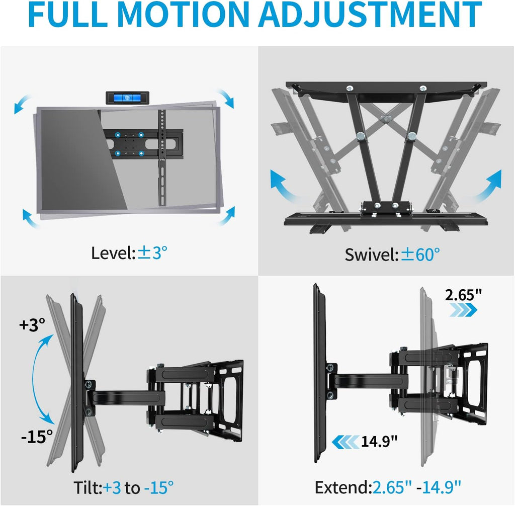 TV Wall Mount Full Motion TV Bracket with Articulating Dual Arms Tilt Swivel 14" Extend, VESA 400x400mm, Pack of 2 E605938