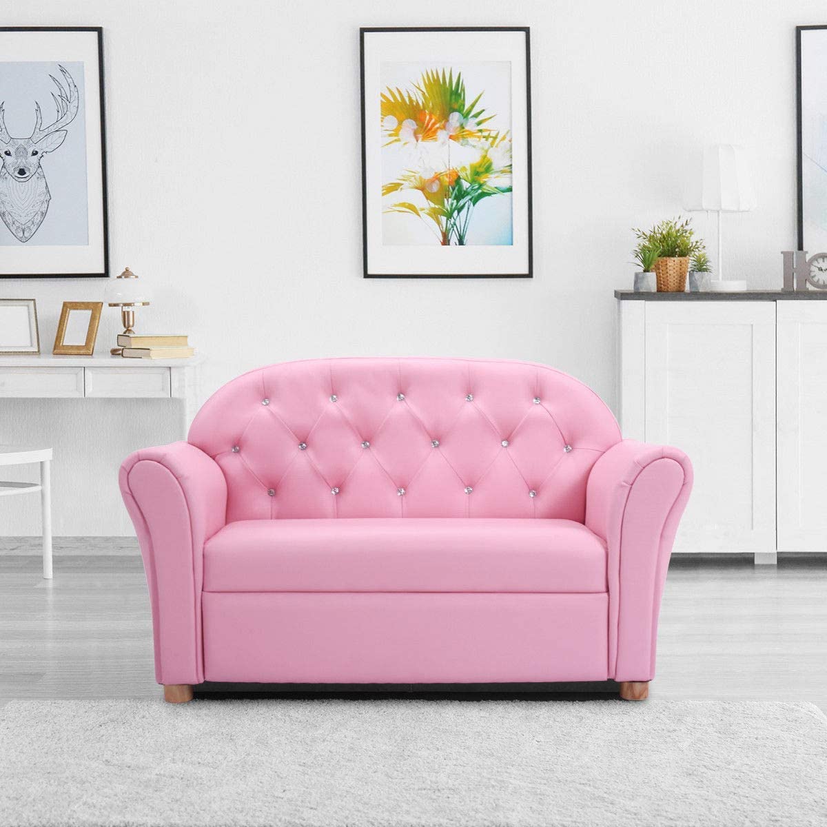 Pink 2 Seat Kids Sofa Bed R603862