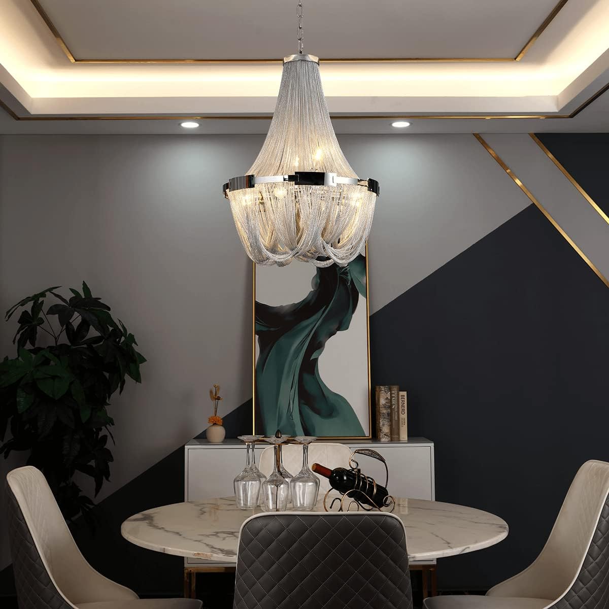 Silver 8-Light Aluminum Chandelier X494122