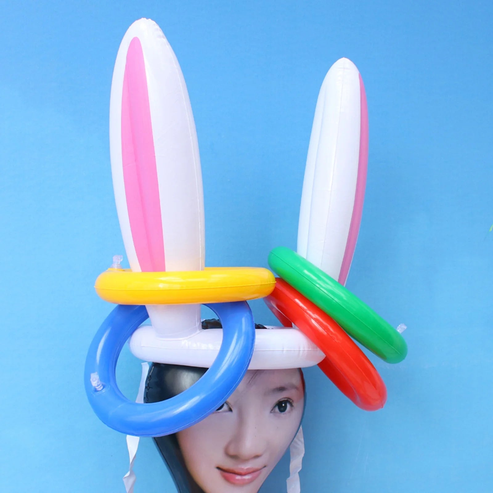 Easter Inflatable Bunny Ear Ring Toss Game Kit with Handheld Pump H652066