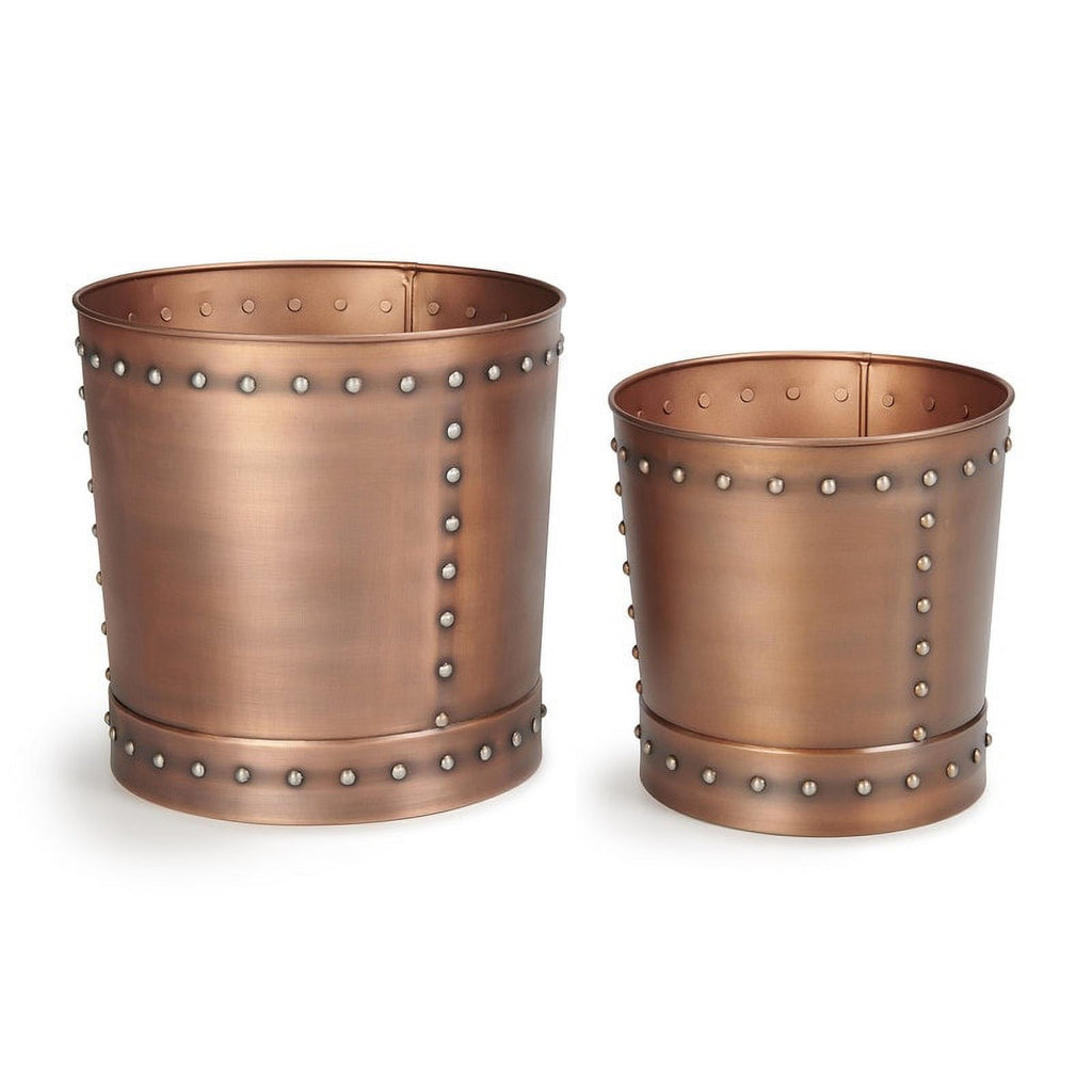 Large Riveted Bronze Planter Set of 2 L113