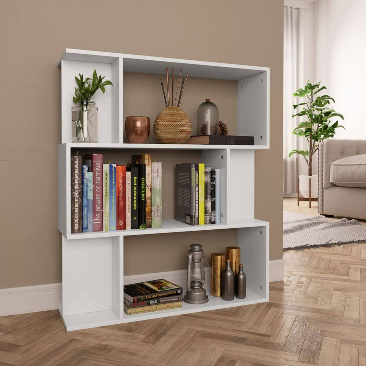 White Book Cabinet Room Divider Chipboard K27847