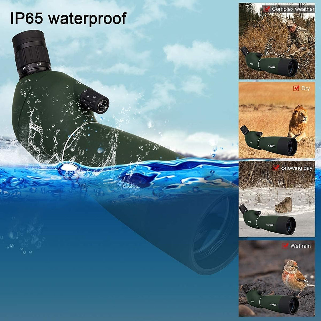 25-75x70 Angled Waterproof Spotting Scope with Tripod, Phone Adapter T619997