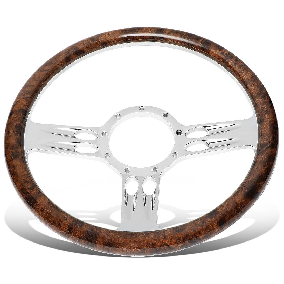 Billet Aluminum Wood Grain 9-Bolt Steering Wheel U147