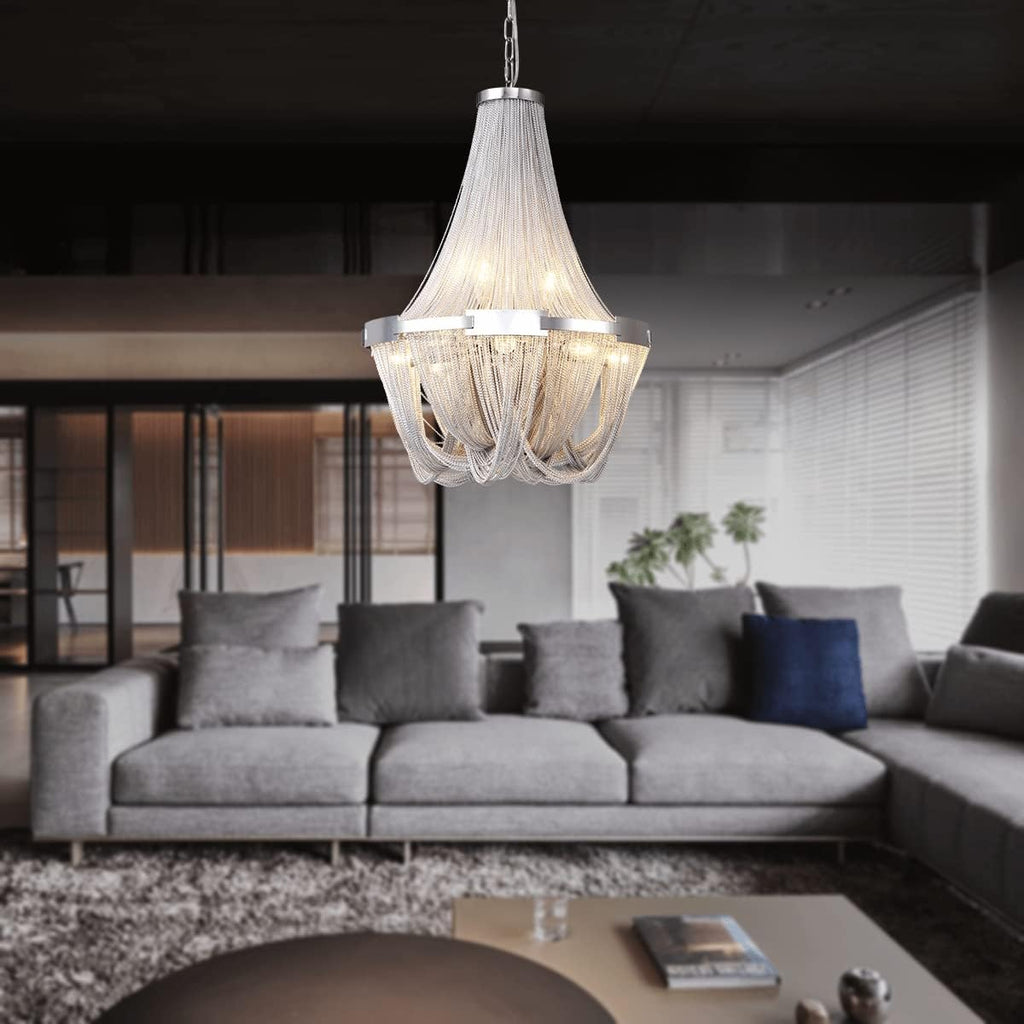 Silver 8-Light Aluminum Chandelier X494122