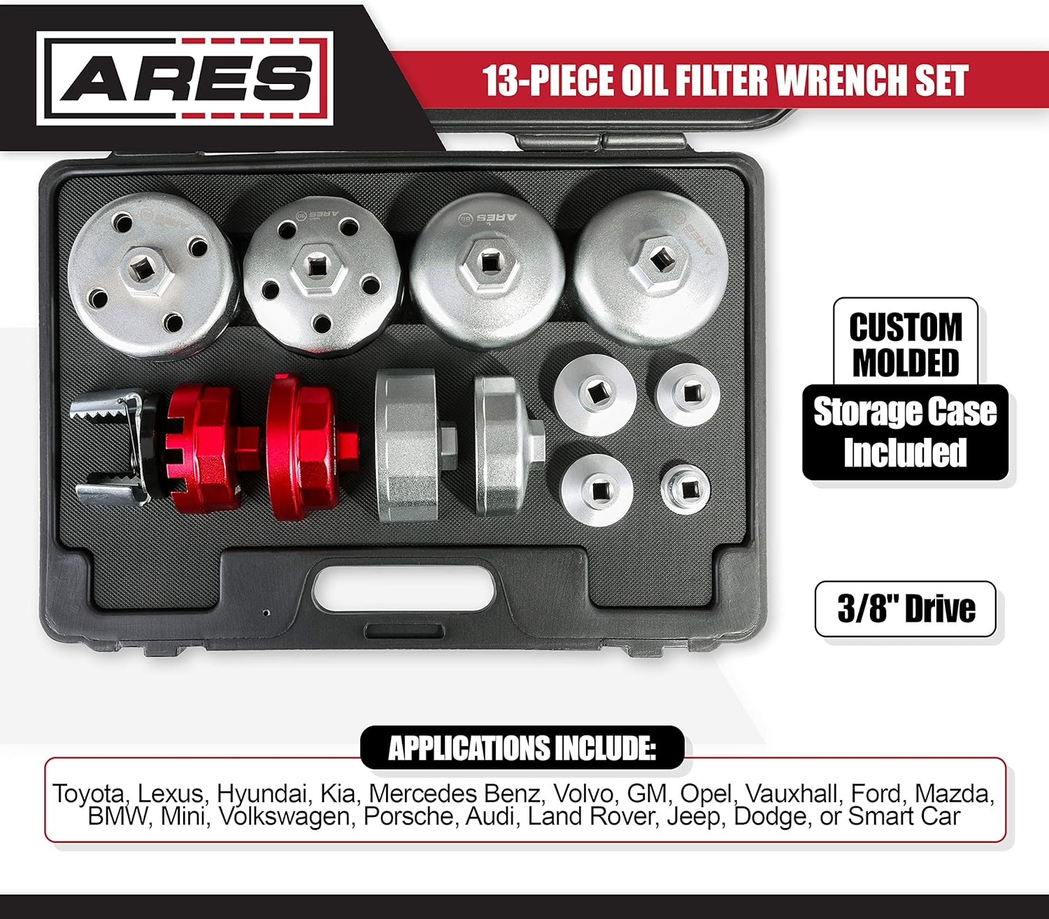 13-Piece Oil Filter Wrench Set with Storage Case C65806
