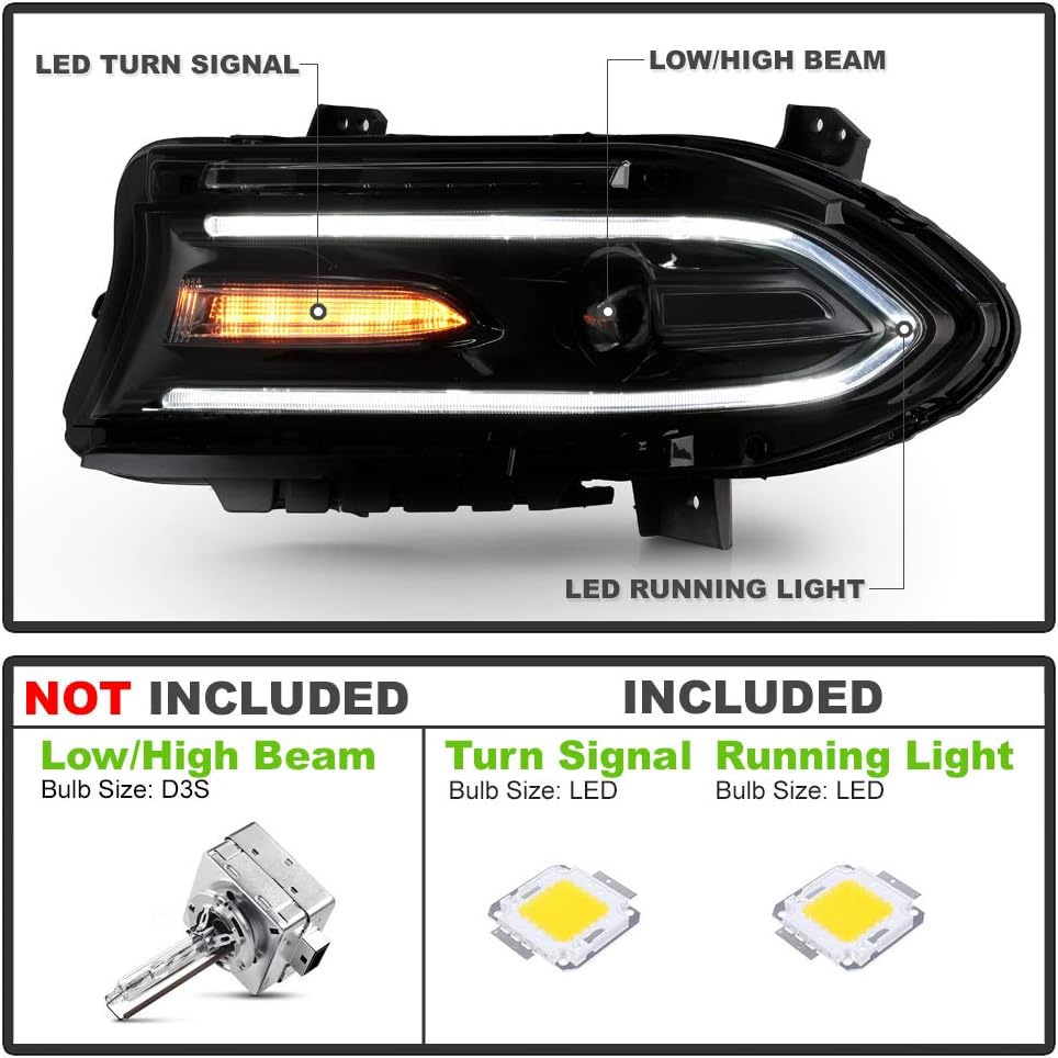 LED DRL Projector Headlights Headlamps Assembly Pair C889515