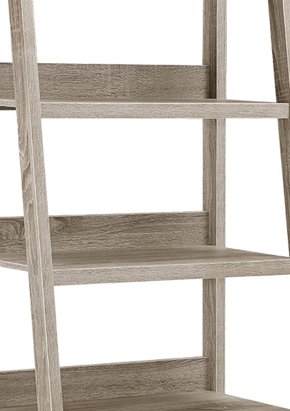 Gray Wooden Ladder Bookcase with Five Shelves Q809