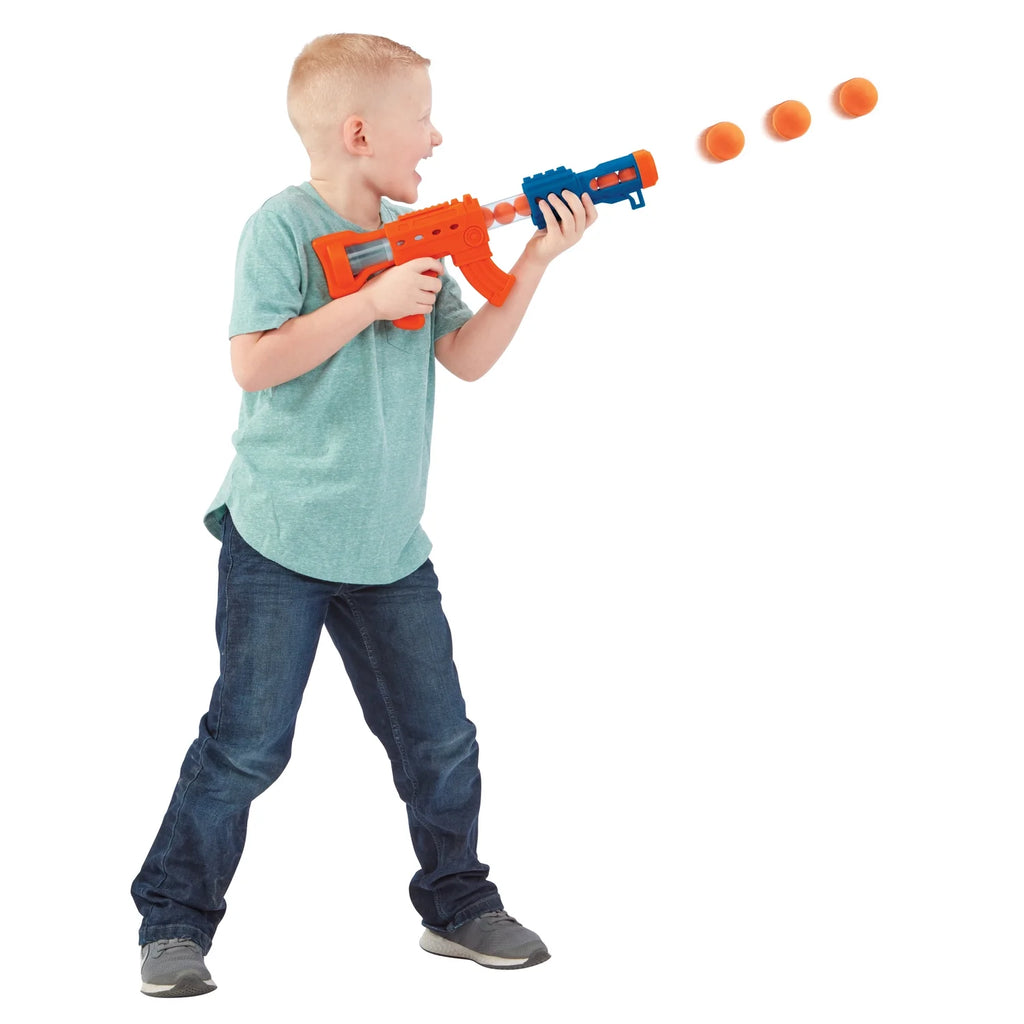 2pk 24ct Soft Foam Balls and 2 Pump Action Blaster Guns with Standing Shooting Target G43003
