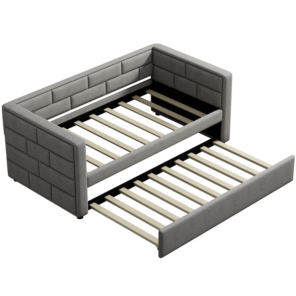Gray Twin Size Upholstered Daybed with Trundle K285