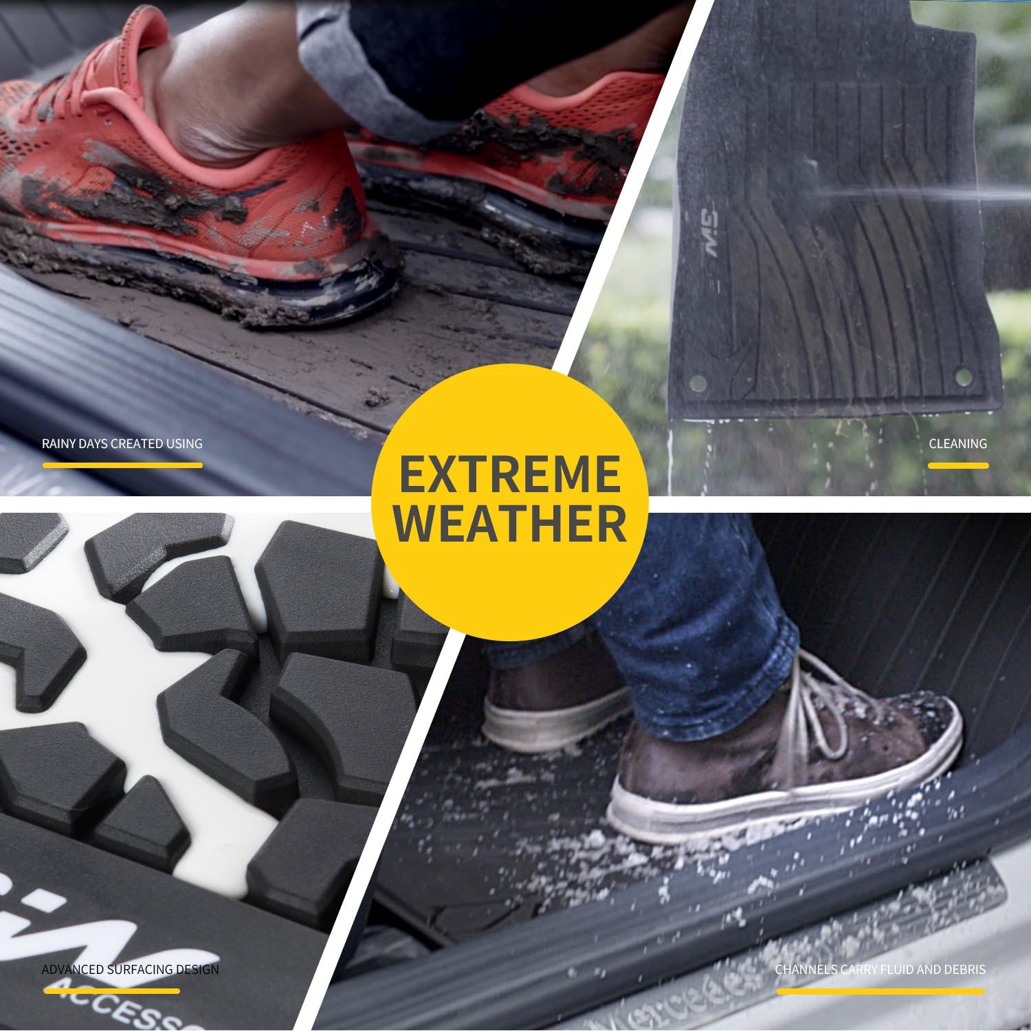 TPE All Weather Custom Fit Floor Liner for Dodge Ram, 1st & 2nd Row Full Set, Black C1020