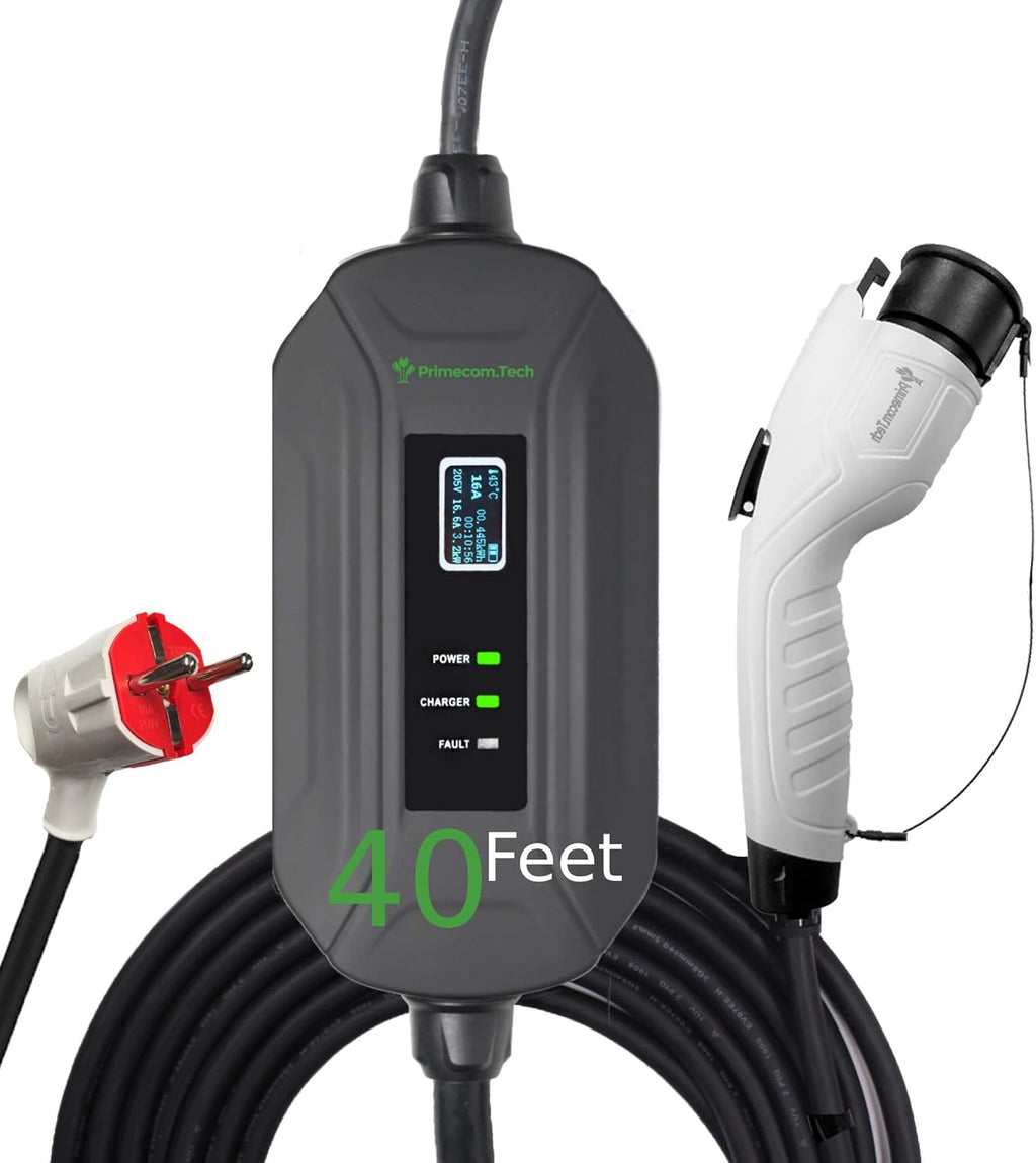 Portable Level 2 Electric Vehicle Charger, 16Amp, 30 Feet Y94910