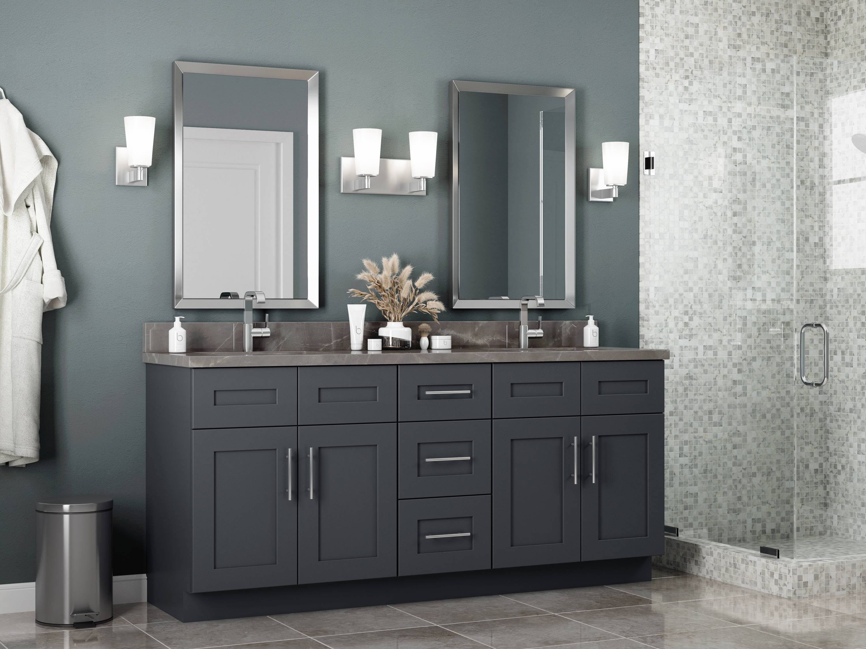 Gray Painted Shaker Plywood Wall Kitchen Cabinet Soft Close Doors B402