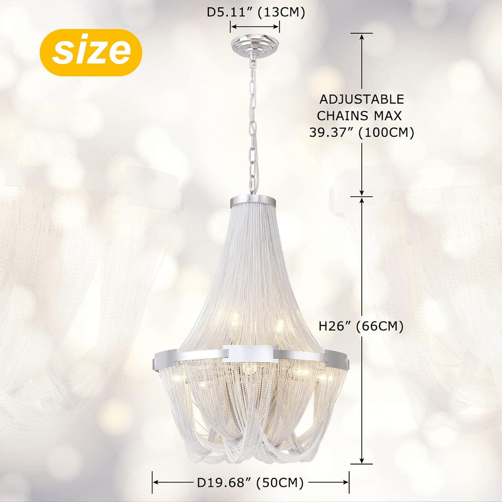 Silver 8-Light Aluminum Chandelier X494122