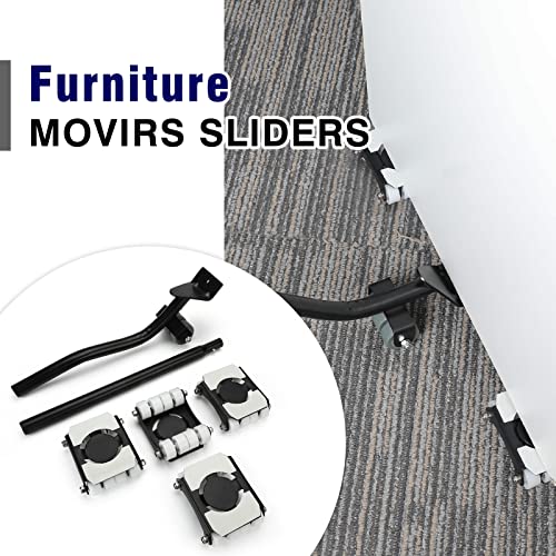 Heavy Duty Furniture Lifter 4 Appliance Roller 880 LBS Load Capacity Wheels Adjustable Height Lifting Tool Lever A5053