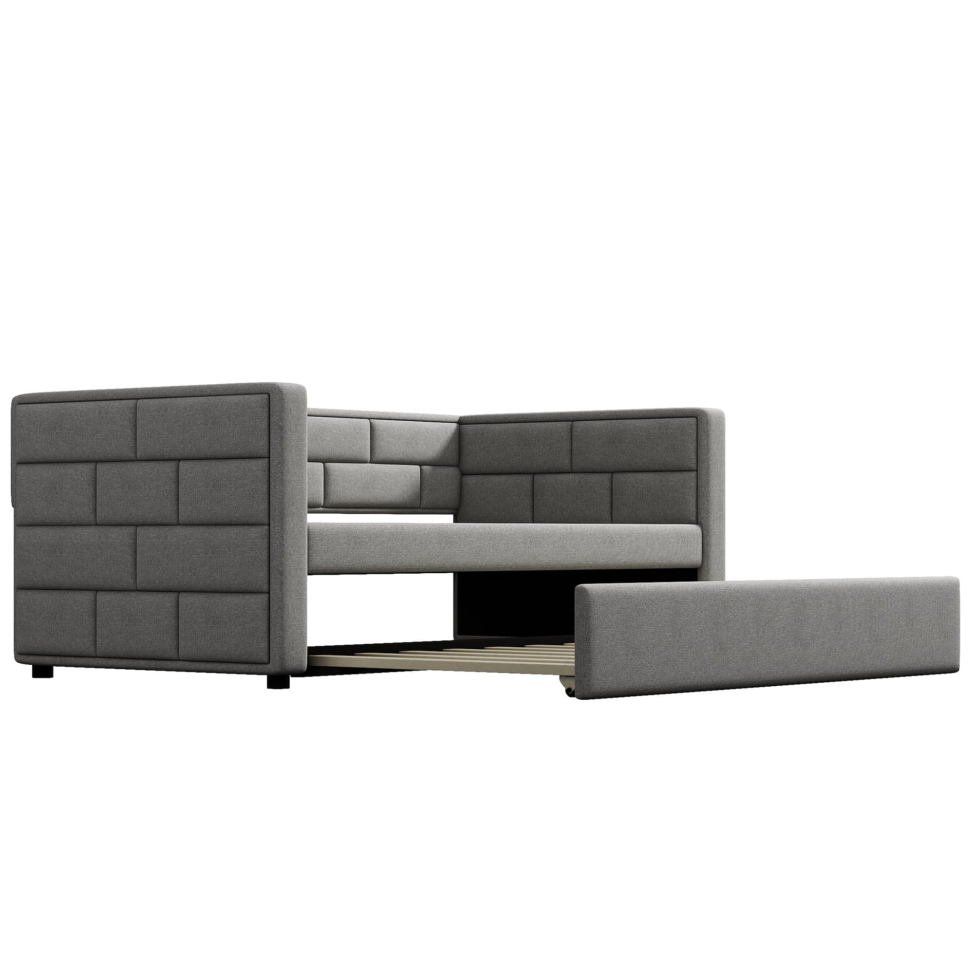 Gray Twin Size Upholstered Daybed with Trundle K285