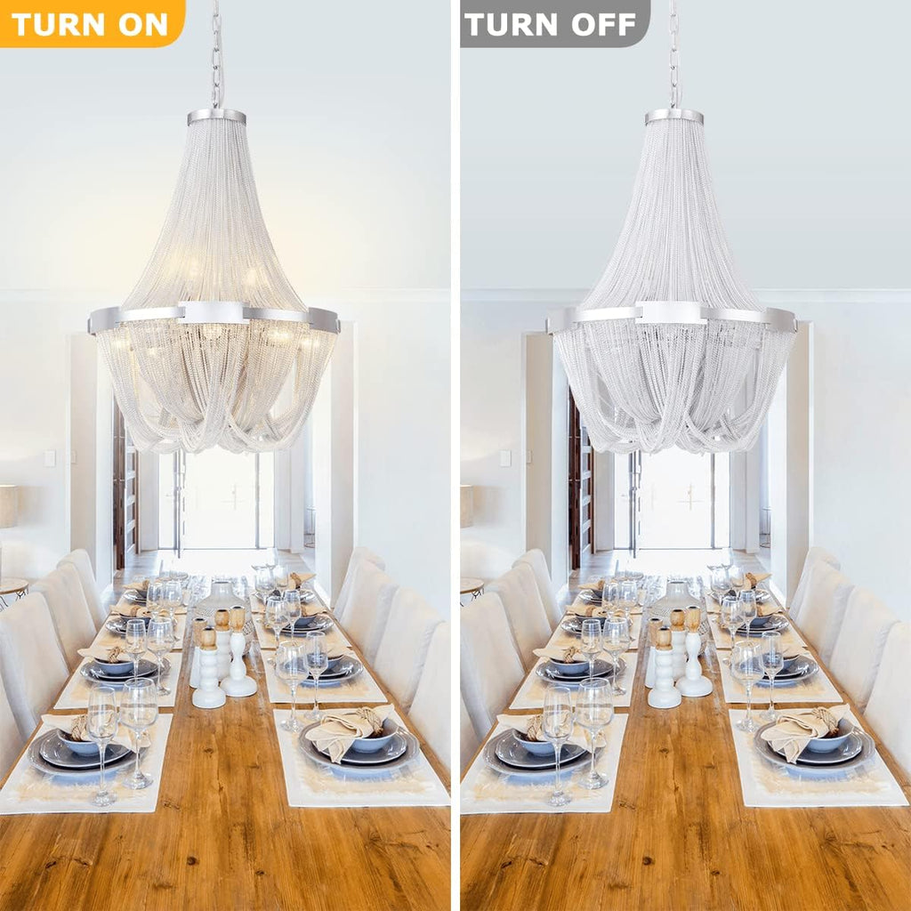 Silver 8-Light Aluminum Chandelier X494122