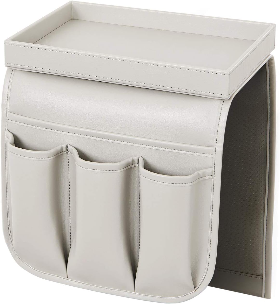 Grey Synthetic PU Leather Couch Remote Caddy with Detachable Tray B3748