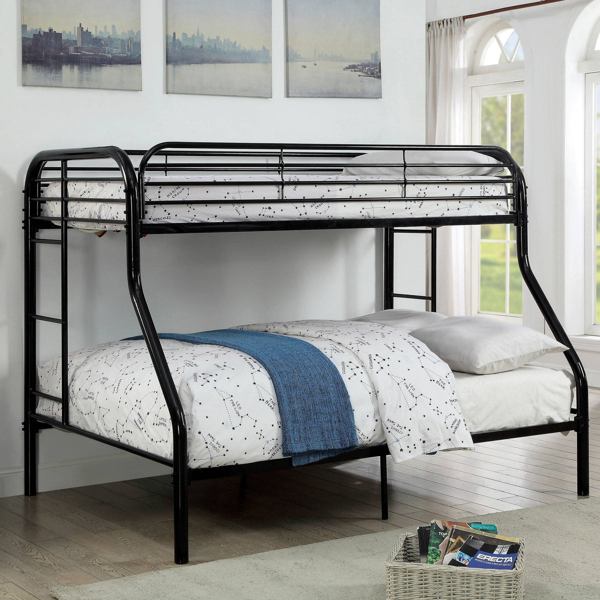 Black Twin/Full Metal Bunk Bed H6037