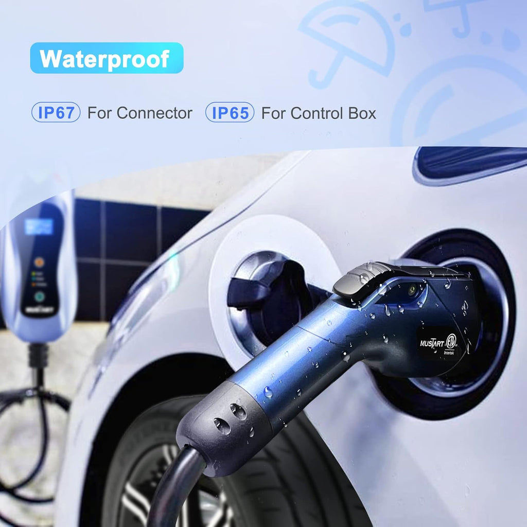 Portable EV Charger 240 Volt 25ft Cable 32 Amp Adjustable Plug-in Charging Station Y725992