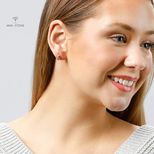 Red Ruby 11mm Huggie Hoop Earring in 14k Yellow Gold with Hidden Clip Closure G8138