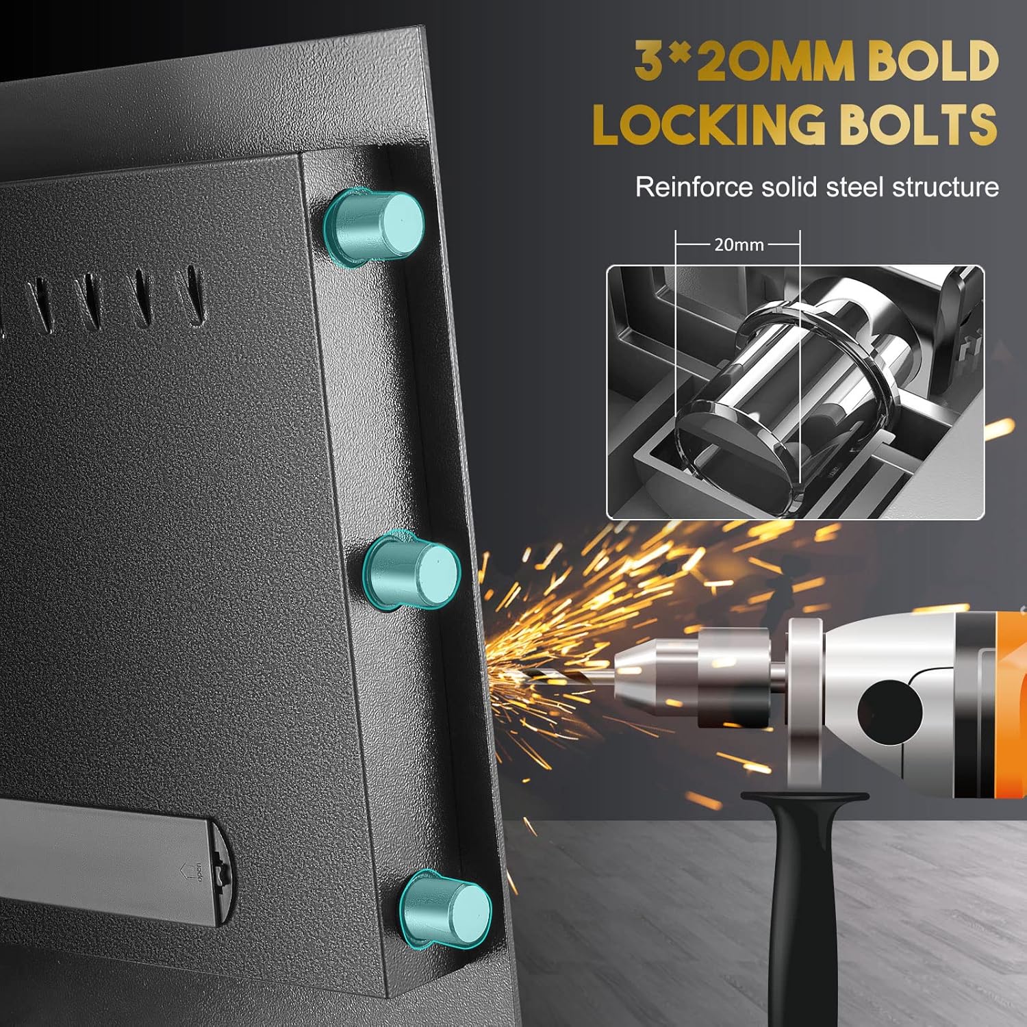Fireproof Waterproof Safe Box with Fireproof Bag, HD LCD Screen Double Lock Cabinet Safe (1.8Cub) Y274