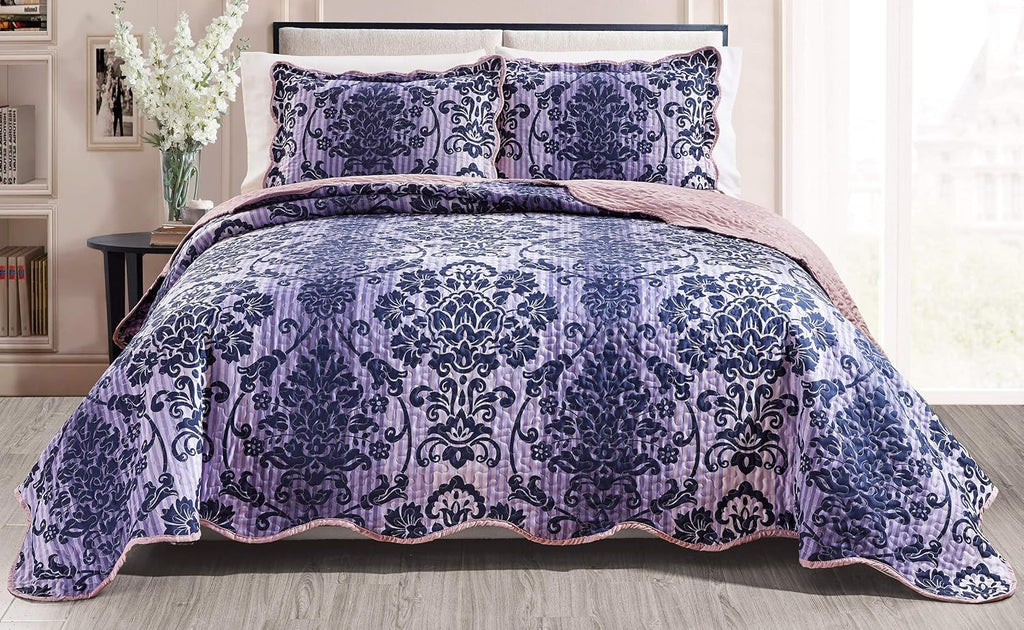 3-Piece Oversize Quilt Set Reversible Bedspread Coverlet Cal King Size U493738