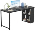 Black Computer Desk with Storage Shelves and Cabinets U986