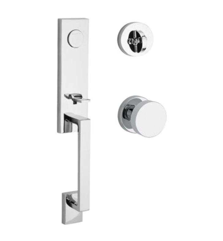Satin Black Full Dummy Handleset with Contemporary Knob and Round Rose G935