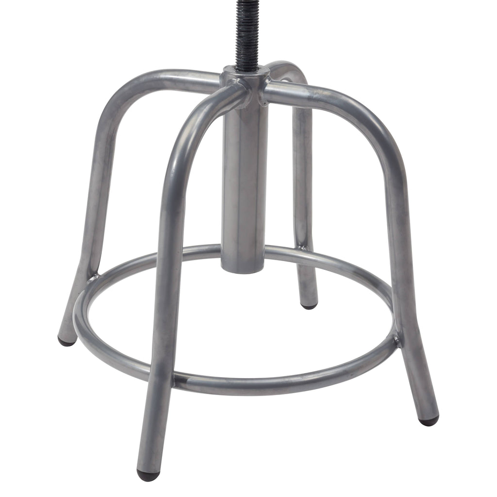 Designer Stool, Fabric Padded Black Seat, Grey Frame L9658