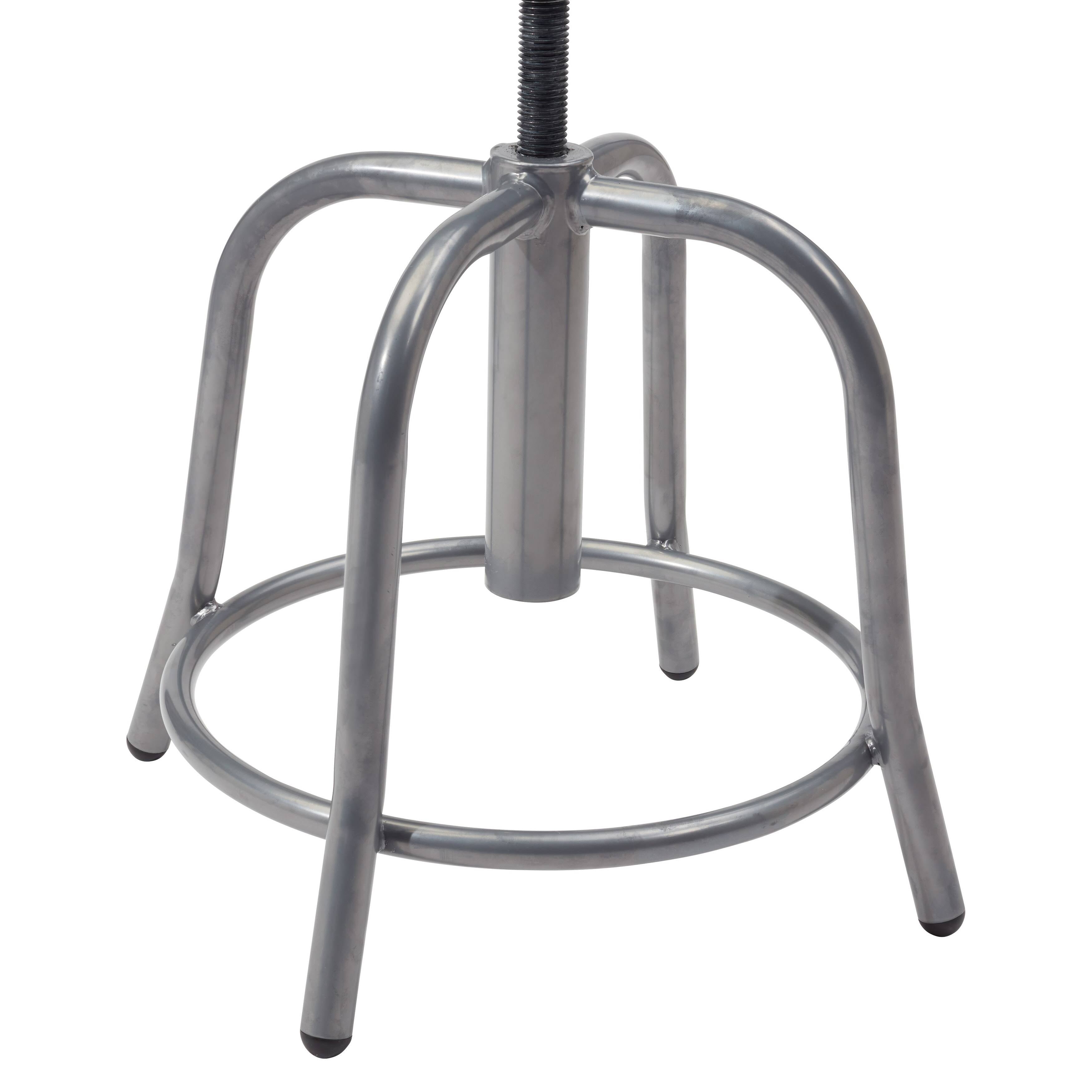 Designer Stool, Fabric Padded Black Seat, Grey Frame L9658