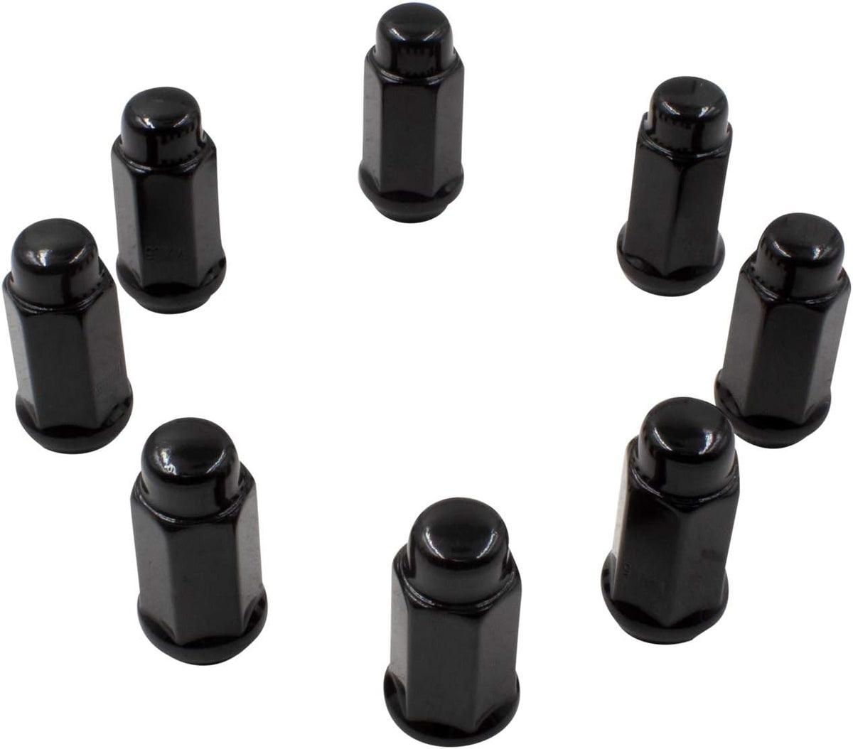 Set of 32 Black 1.90" Long Bulge Acorn Lug Nuts M14x1.50 Cone Seat I692783