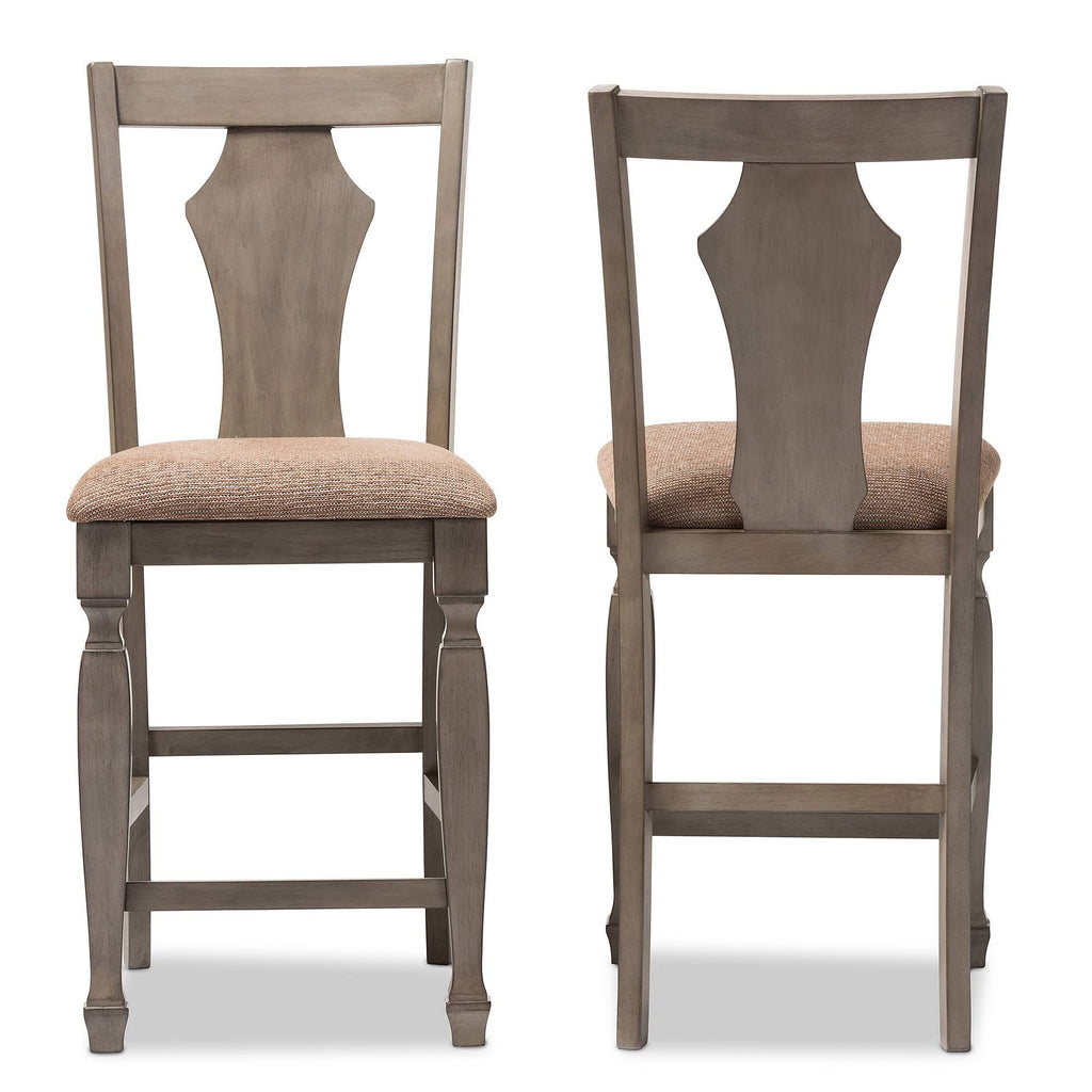Shabby Chic Grey Fabric Counter Stool - Set of 2 X6613