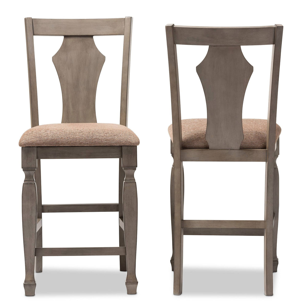 Shabby Chic Grey Fabric Counter Stool - Set of 2 X6613