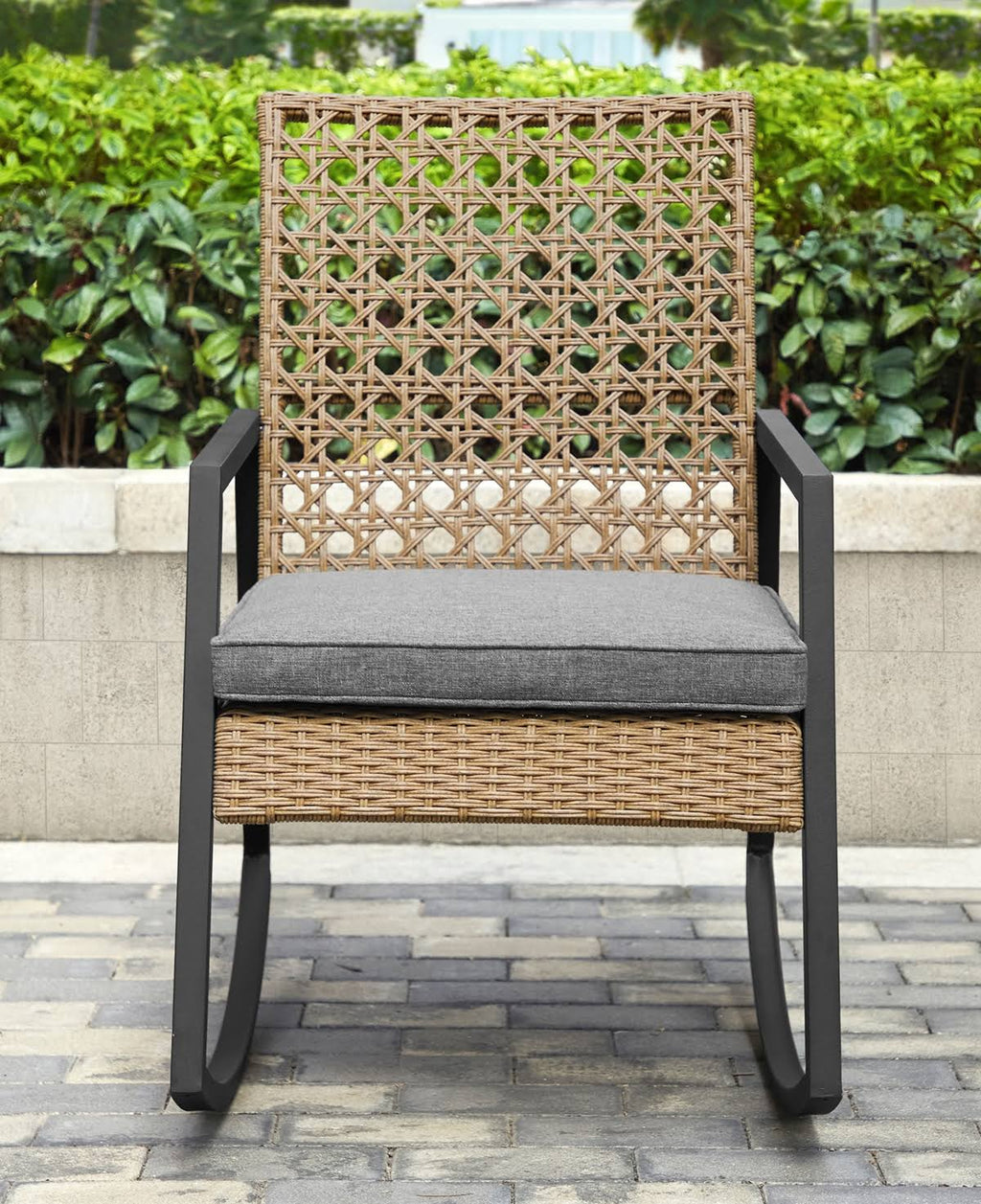 Dark Brown Patio Rattan Rocking Chair V94148