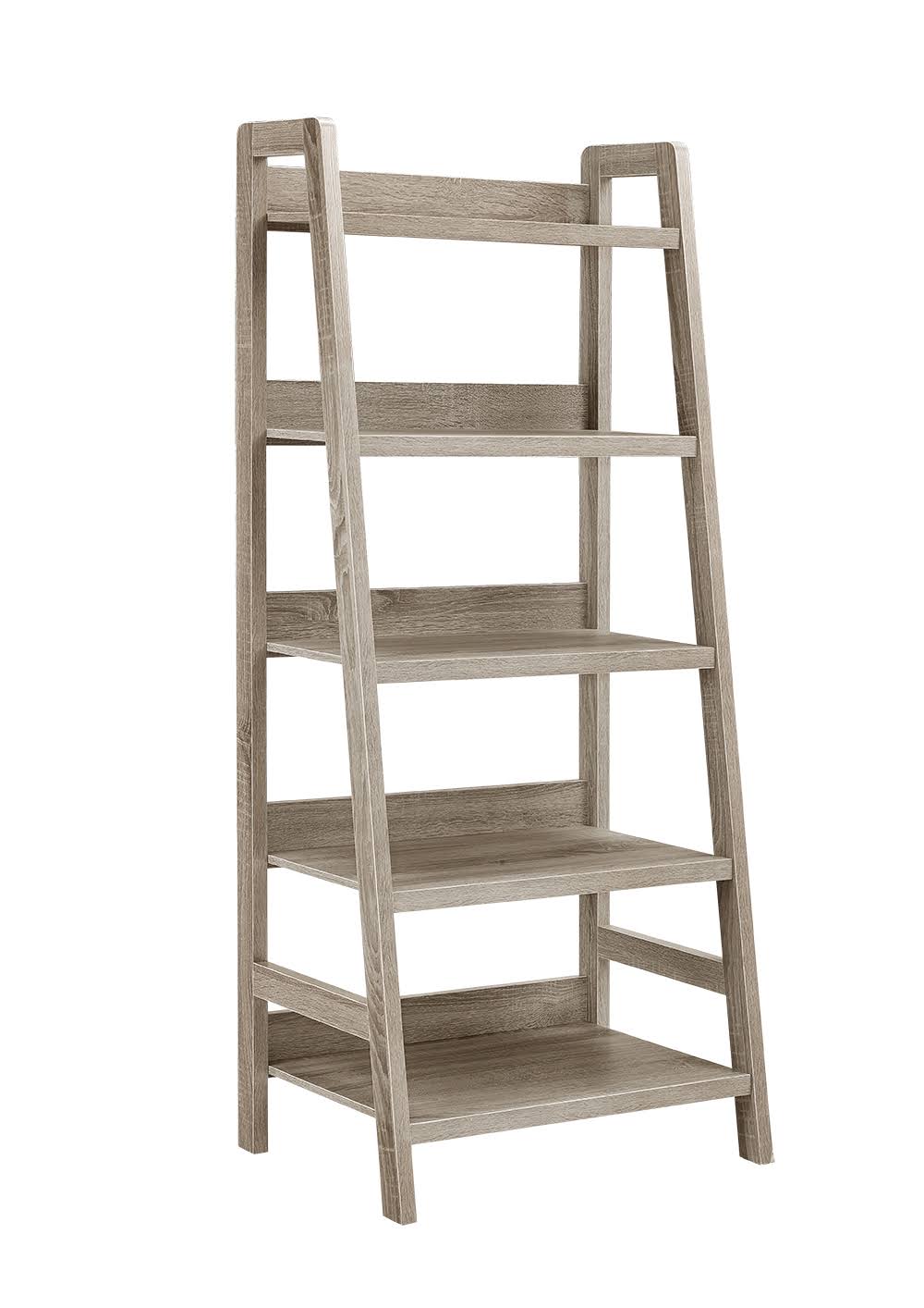Gray Wooden Ladder Bookcase with Five Shelves Q809