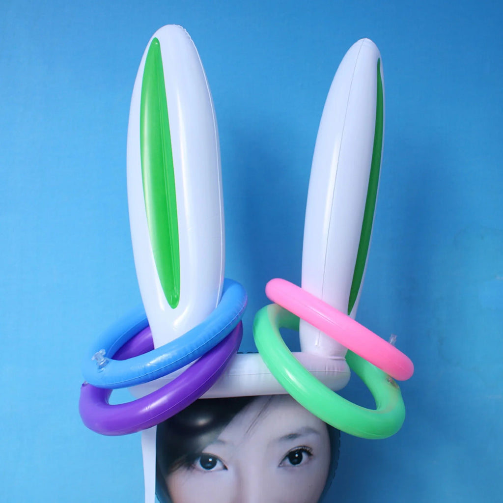Easter Inflatable Bunny Ear Ring Toss Game Kit with Handheld Pump H652066