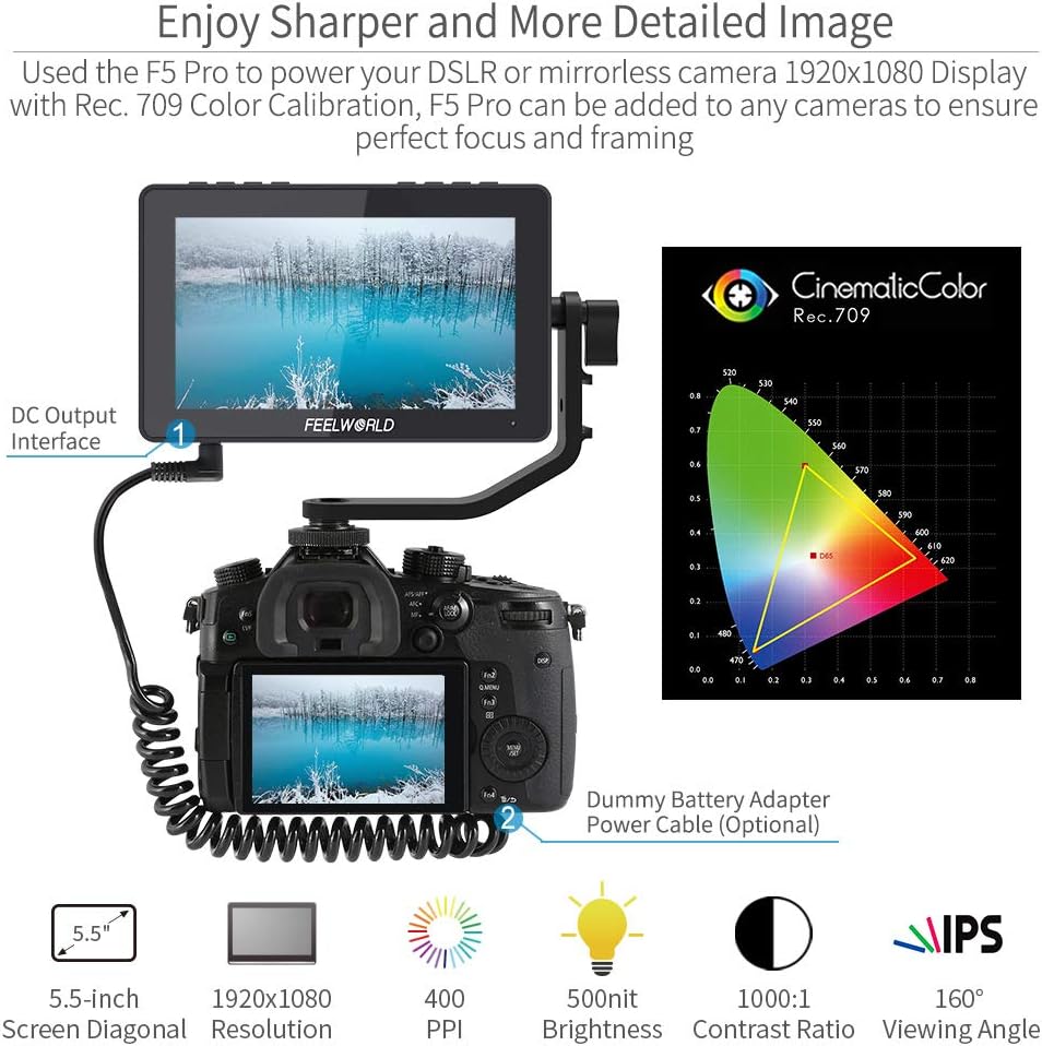 5.5 Inch Touch Screen DSLR Camera Field Monitor with 4K HDMI Input Output M9289