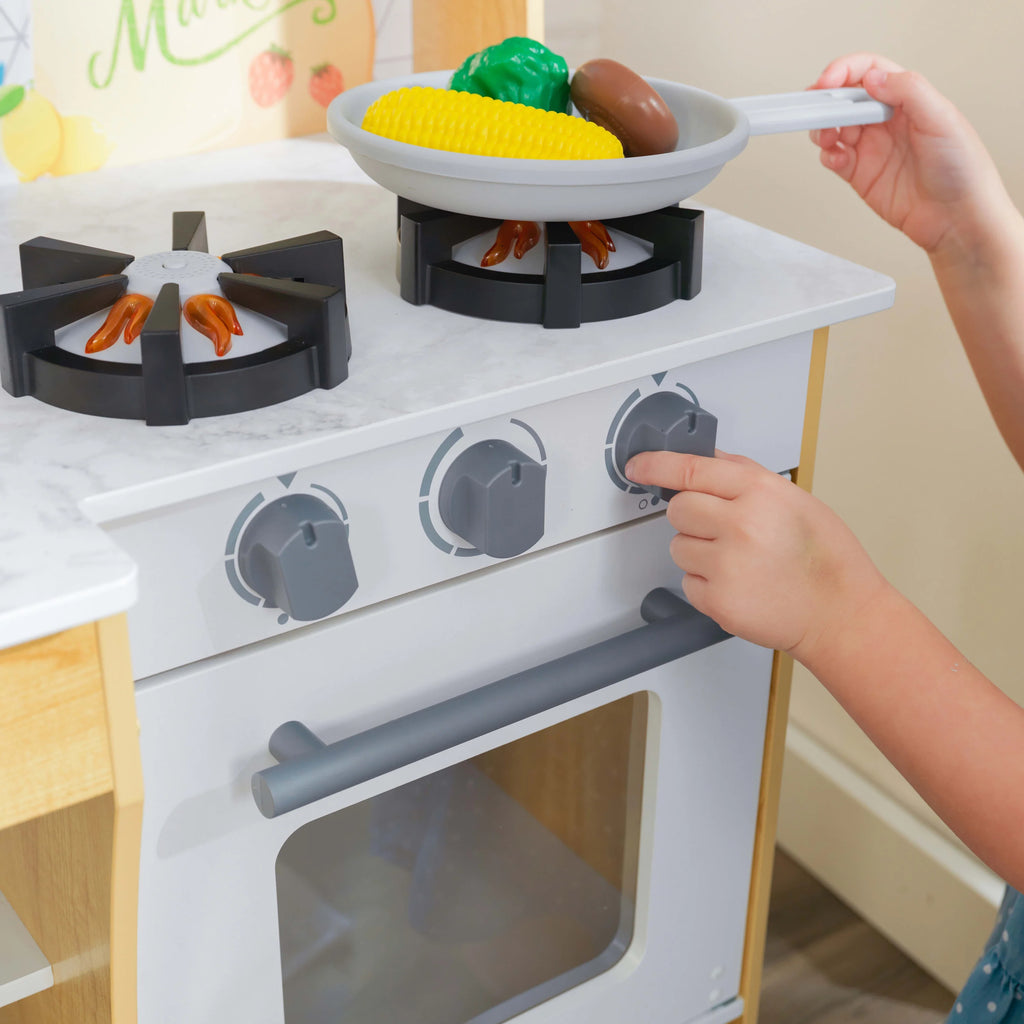 Play Kitchen with Lights and Sounds, Working Ice Maker and 22 Accessories H643600