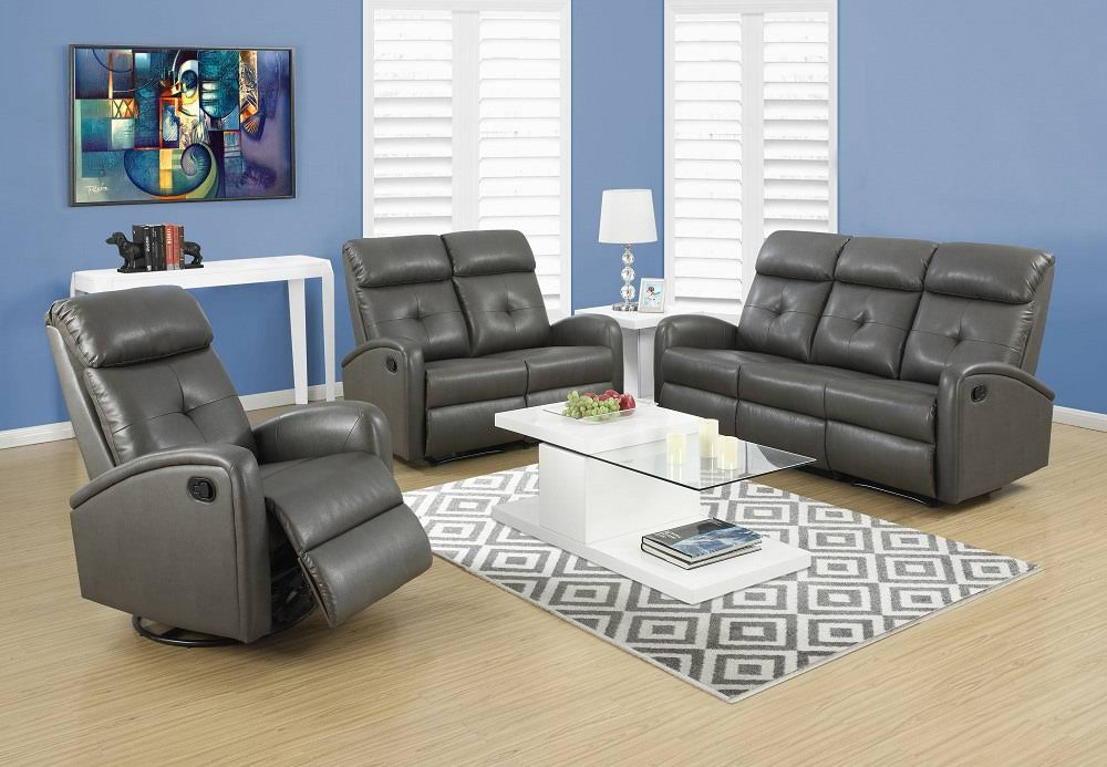 Black Bonded Leather Reclining Sofa Y935