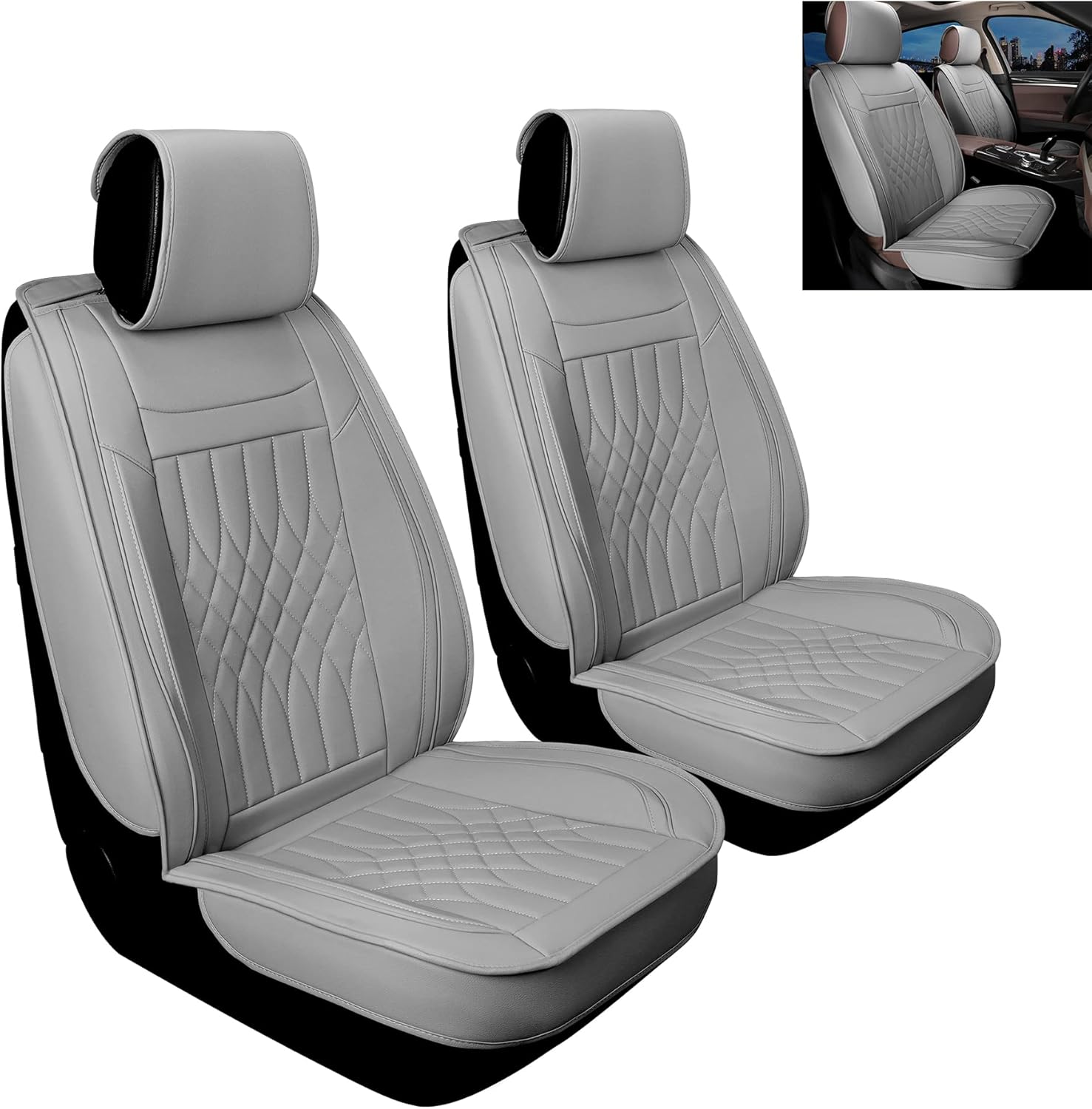 Gray Leatherette Car Seat Covers Full Set 5 Pcs Waterproof U9705