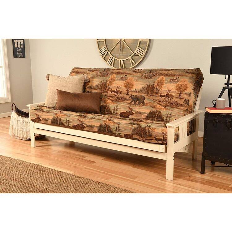 Antique White Finish Suede Gray Mattress S97759