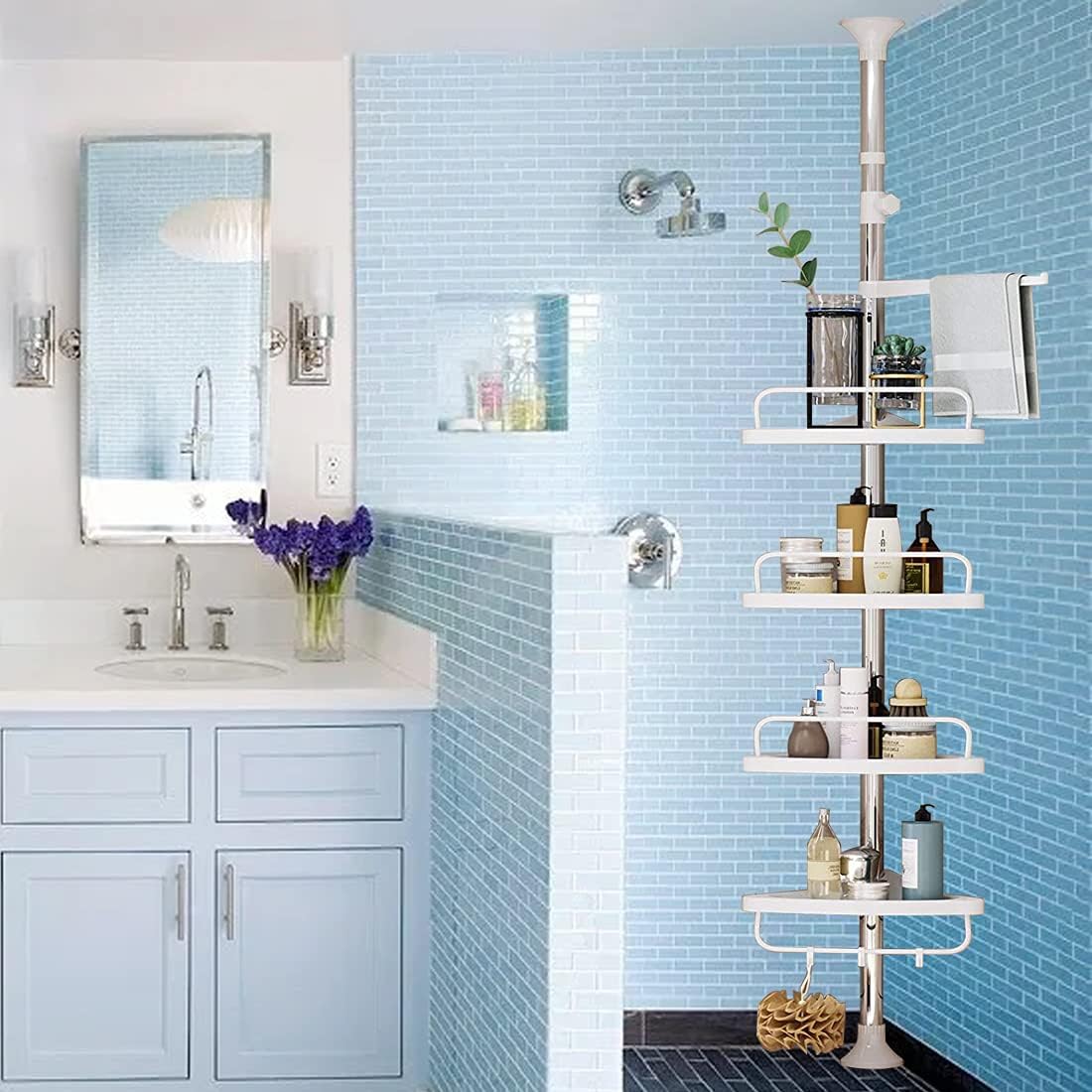Shower Caddy 4 Tier Adjustable Shelves Rustproof H955092
