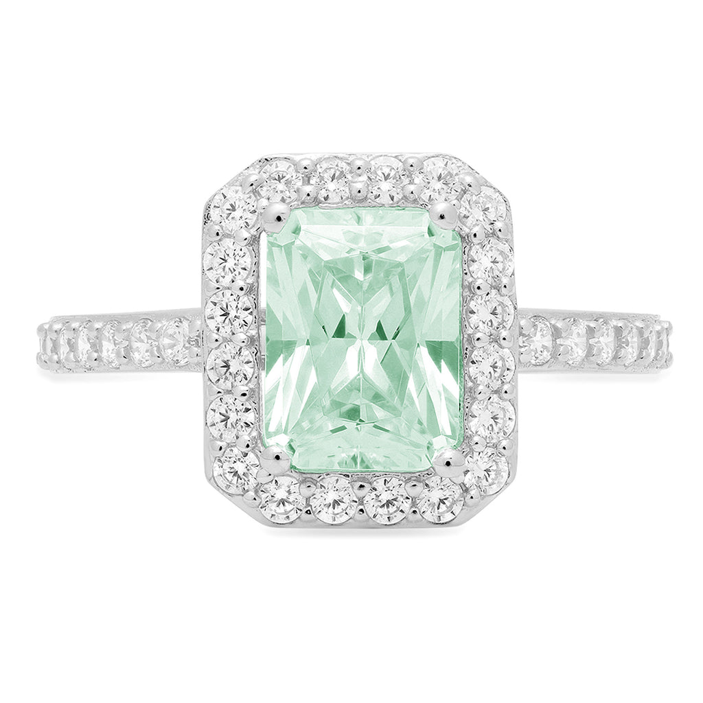 Emerald Cut Green Simulated Diamond Ring Size 3.5 R222551